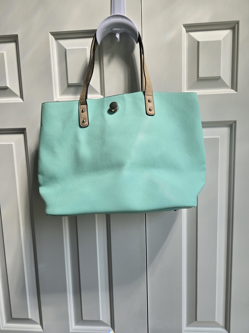 Charming Charlie Mint 3 In 1 Tote with Tan Handles